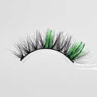Cils en faux vison de haute qualité de 15 mm, colorés pour Halloween et Noël, décorés de paillettes, vente en gros