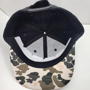 Casquette de baseball brodée en 3D à 5 panneaux personnalisée Chapeau rétro en corde Imprimé camouflage Bill plat-Noir-pour les activités de plein air Direct Vietnam - Product Image 3
