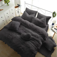 Ensemble de housse de couette et de taie d'oreiller, design personnalisé, couleur unie, polaire doux, épais, literie d'hiver, housse de couette moelleuse