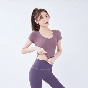 Camiseta Deportiva <span class=keywords><strong>de</strong></span> Yoga, Blusa Corta para Pilates, Camiseta <span class=keywords><strong>de</strong></span> Manga Corta para Fitness, Sudadera Deportiva para Mujer, Ropa <span class=keywords><strong>de</strong></span> Gimnasio y Yoga - Product Image 3