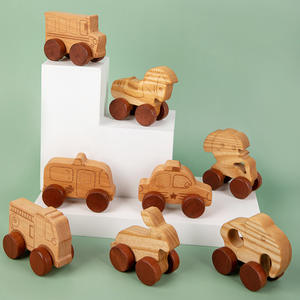 Carro de juguete de madera para niños, de arrastre inercial, para el desarrollo de la motricidad fina, juguete de madera para bebés - Product Image 6