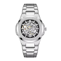 Montre-bracelet mécanique squelette pour homme, style décontracté, OEM ODM, réserve de marche de 40 heures, cadran squelette lumineux de 43 mm, acier inoxydable