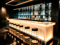 Comptoir de bar personnalisé de grande taille et de forme allongée pour discothèque, cocktail, vin, pub, hôtel, salon