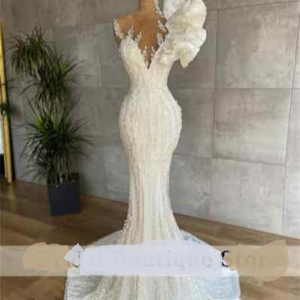 S1090A Drop Shipping 2023 High -quality Hot -selling Bride Married Luxury Heavy Work Dragon Tail <b>White</b> Girls Wedding Dress - Product Image 1