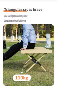 Mesa Plegable de Camping de Aleación de Aluminio para Huevo Frito, Resistente, Carga de 110 kg, Altura Ajustable, con Acabado de Madera, Venta al por Mayor - Product Image 4