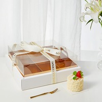 Boîte à dessert transparente à neuf compartiments en carton, emballage pour beignets avec estampage pour cupcakes et macarons français