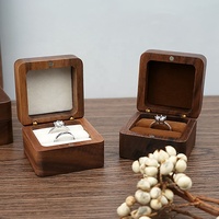Boîte à bagues en bois de noyer, simple ou double, avec intérieur en velours noir, pour collection et fiançailles – Meilleures ventes