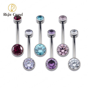 ASTM F136 titanyum göbek temizle zirkon çerçeve Piercing göbek halkası göbek takısı - Product Image 1
