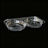 Boîtes à donuts mochi jetables transparentes en plastique, contenants alimentaires pour desserts et gâteaux, divisées en deux petits compartiments