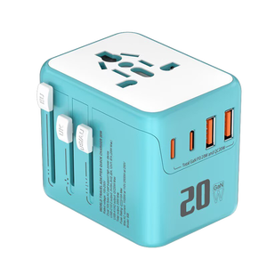Adaptadores de Viaje Universales 45W <span class=keywords><strong>GaN</strong></span> Todo en Uno, 2 USB-A, 2 USB-C, 2500W, 100-250V, Enchufe con Fusible de Reinicio Automático para Laptop y Teléfono - Product Image 1