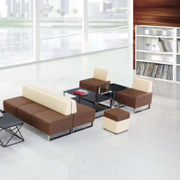 Canapé de réception de bureau moderne, base en fer, modulaire, d'angle, confortable, ensemble de canapés en cuir, usage commercial