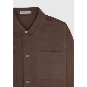 Chaqueta de Trabajo Personalizada con Bolsillos de Tela Twill, Chaqueta Cargo Marrón para Hombre - Product Image 4