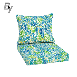 迅速発送 カスタムプリント 2ピース アウトドアクッションセット まとめ買い 布製ランバーピロー＆シートクッション ソファクッション - Product Image 1