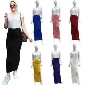 Wholesaleファッション女性ハイウエストマキシスカートMuslim Abayaドレス弾性ストレッチスカート