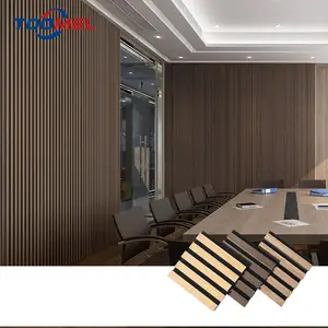 Wood Panels On Wall 2600*600 Mm Walnut Acoustic Panels Slat Acoustic Panel Wall Decor