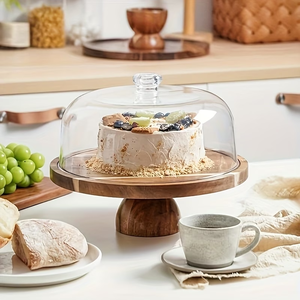 Supporto per torte multifunzionale <span class=keywords><strong>in</strong></span> legno di acacia <span class=keywords><strong>con</strong></span> cupola <span class=keywords><strong>in</strong></span> <span class=keywords><strong>vetro</strong></span>, supporto convertibile per torte <span class=keywords><strong>in</strong></span> legno di acacia <span class=keywords><strong>con</strong></span> <span class=keywords><strong>coperchio</strong></span>. - Product Image 5