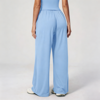 Leggings de sport décontractés pour femmes GH avec logo personnalisé, coupe ample, jambe large brossée, cordon de serrage, anti-transpiration et respirants pour le fitness et le yoga