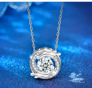 925 Sterling Bạc Mặt dây chuyền moissanite Kim Cương Vòng cổ nữ sang trọng đánh bại Trái Tim Bạc Mặt dây chuyền chuỗi xương đòn