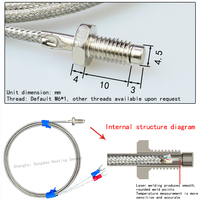 Sensor de Temperatura Industrial PT100 Tipo K y Tipo E con Tornillo Metálico M6/M8, Personalizable OEM, Medición con Resolución 1C
