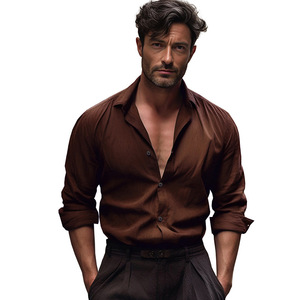 2023 nueva <span class=keywords><strong>camisa</strong></span> de crepé de algodón y <span class=keywords><strong>lino</strong></span> Vintage para hombre, <span class=keywords><strong>camisa</strong></span> de solapa de Color sólido de <span class=keywords><strong>Amazon</strong></span> al por mayor - Product Image 1