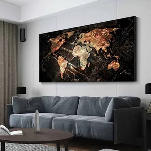 Living Room Decor Modern World Map Prints HD Printed Wall Picture Canvas Poster Street Maps Wall Art Frame