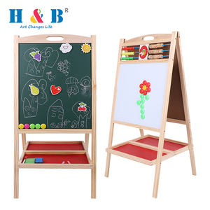 Tableau éducatif pour enfants, tableau magnétique effaçable à sec, <span class=keywords><strong>chevalet</strong></span> en bois pour enfants, <span class=keywords><strong>peinture</strong></span> pour tout-petits - Product Image 2