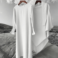 Offre Spéciale Abaya et Khimar 2 Pièces 2025 de Dubaï, 16 Couleurs, en Polyester Respirant pour Filles, pour le Ramadan, Enfants Arabes Musulmans