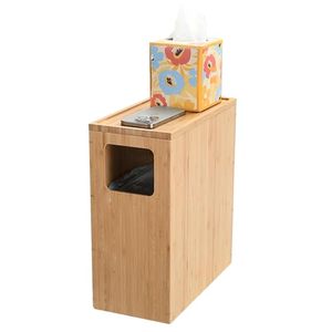 Cestino Sottile in Bambù con Coperchio, Contenitore per Rifiuti per Bagno, Camera da Letto, Ufficio, Toeletta, Salone o Spa - Product Image 4