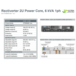 <span class=keywords><strong>Eltek</strong></span> 4.8KW potenza AC DC Rectiverter 2U Power Core 6kVA 1ph con Smartpack R controller (parte n. CTOR0402.1xxx) rack raddrizzatore - Product Image 4