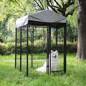 ผงสีดำเคลือบตาข่ายKennelแผงประตูสุนัขขนาดใหญ่Backyard <span class=keywords><strong>Kennels</strong></span> - Product Image 6