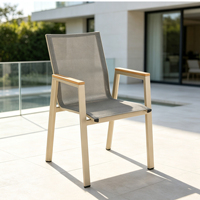 Fauteuil de jardin en aluminium OEM pour l'extérieur, résistant aux UV, en Textilène, pour hôtel et villa