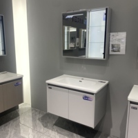 WJL Meuble-lavabo mural moderne au design flottant avec miroir, profil en aluminium et acier inoxydable pour salle de bain