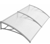 Auvent de fenêtre, porte, patio, balcon en aluminium avec support et plaque en polycarbonate, protection contre le soleil et la pluie
