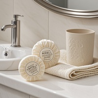 Savon de toilette rond miniature personnalisé avec logo, 30g, 25g, 20g, 15 grammes, avec emballages pour kit d'accueil 5 étoiles
