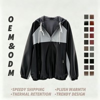 Nouvelle Arrivée Veste en Cuir Ultra Fine pour Femme à Capuche Zippée, Blocs de Couleurs, Taille Cintrée, en Peau de Mouton, Style Décontracté pour l'Extérieur