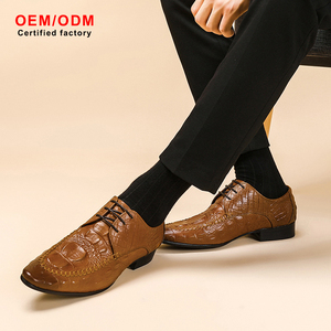 Chaussures habillées en cuir véritable noir sur mesure OEM pour hommes, style Oxford à bout pointu, à lacets, imprimé animal, antidérapantes, pour le bureau et les occasions formelles - Product Image 2