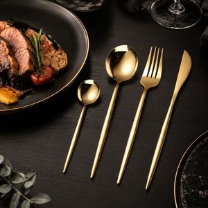 Ensemble de couverts en acier inoxydable 304, 24 pièces, couteau/fourchette/cuillère, cuillère à dessert portugaise, cuillère à steak pour hôtel - Product Image 4