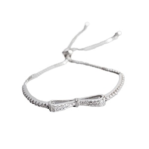 Bow Micro Pave Zircon 925 Sterling Silver <b>Adjustable</b> <b>Bracelet</b> - Product Image 1