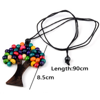 Collier en bois brut naturel fait à la main, perles en bois, pendentif tressé, arbre de vie