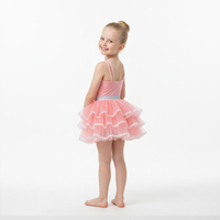 Robe de tutu de ballet rose à paillettes pour filles, avec double bretelle et jupe en tulle superposée, idéale pour les récitals et les anniversaires