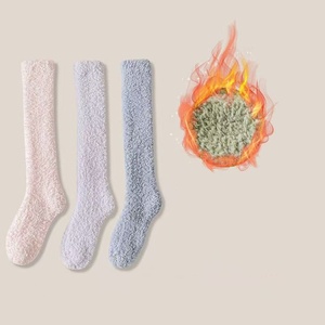 Wholesale Winter Knitted Breathable <strong>Fleece</strong> Thickened Fuzzy Knee High Microfiber Sleeping Socks Daily Use - Product Image 1