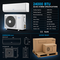 Climatiseur solaire 24000 BTU hybride DC Inverter mural, économie d'énergie, refroidissement et chauffage solaires, pour villa et appartement