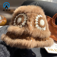 Nuevo Sombrero de Pescador de Pelo Sintético de Conejo para Mujer 2026, Diseño Lindo de Cabeza de León y Tigre Chino, Gorro Suave, Esponjoso y Cálido