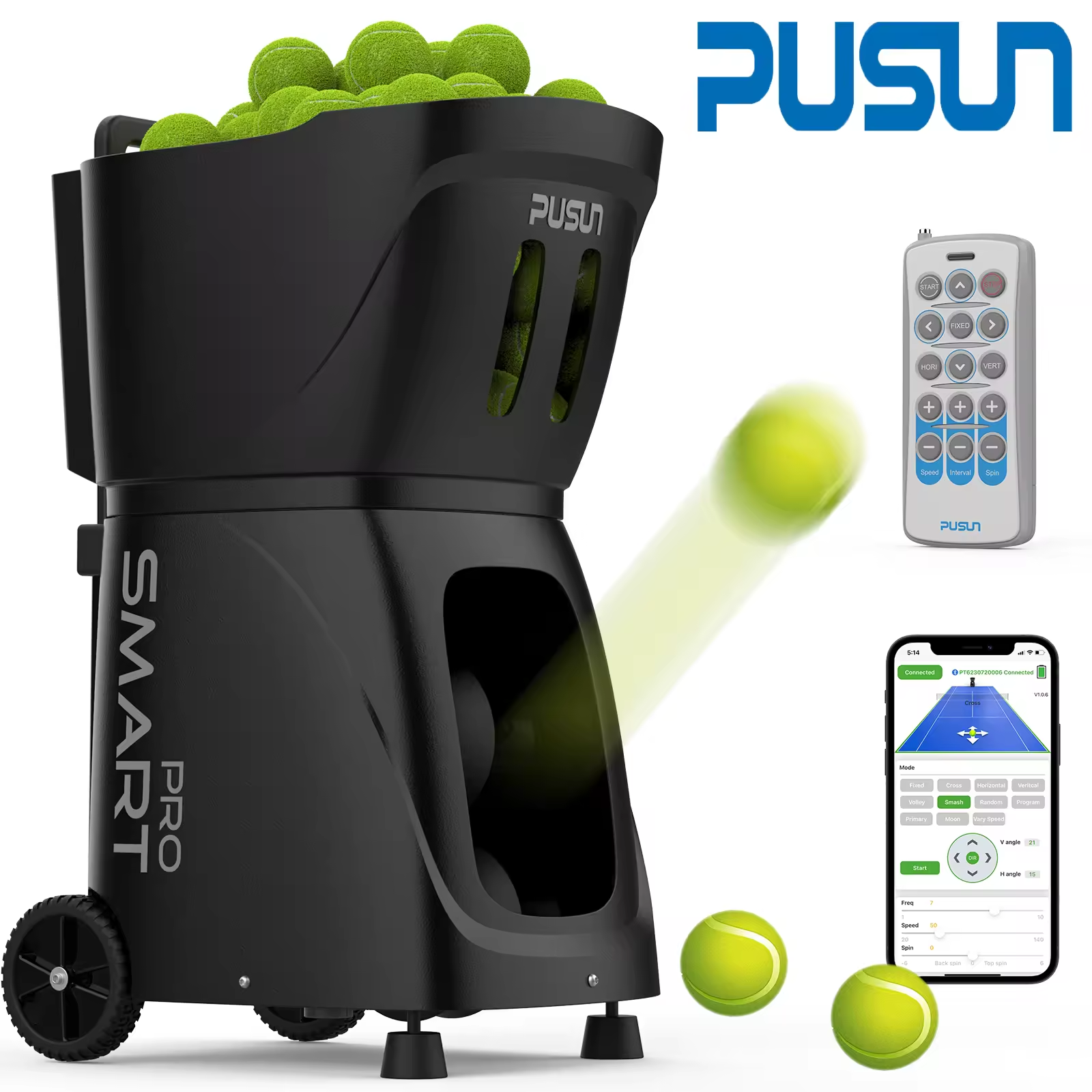 PUSUN PT smart pro Bestselling Portable Tennis Ball Machine With Auto Return | Indoor/Outdoor Training | Factory Direct