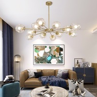 BGST Meilleur prix Lustre moderne de luxe Lampe de plafond à LED Design américain Restauration de verre Luminaire suspendu pour salon
