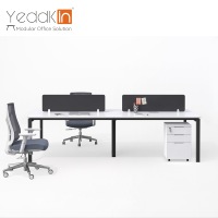 Système de bureau moderne en métal à plan ouvert, structure de bureau modulaire pour 4 personnes, espace de travail collaboratif