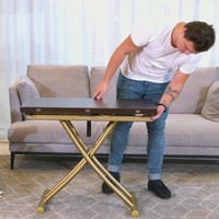 Table basse pliable en or convertible à hauteur réglable pour 8 personnes Table à manger pour petit espace