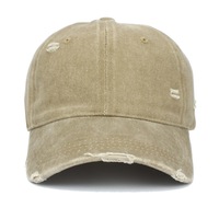 Casquette de baseball en denim de coton lavé personnalisée, style vintage déchiré et vieilli, casquette de papa réglable, brodée, fabricant OEM
