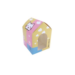 Maison pour chat en papier, forme carrée, motif mignon avec pattes et nuages, fabriquée à Shenzhen - Product Image 5