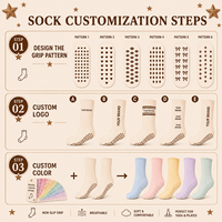 Chaussettes de yoga et de pilates personnalisées avec logo brodé, antidérapantes, en coton, avec grip sportif et volants